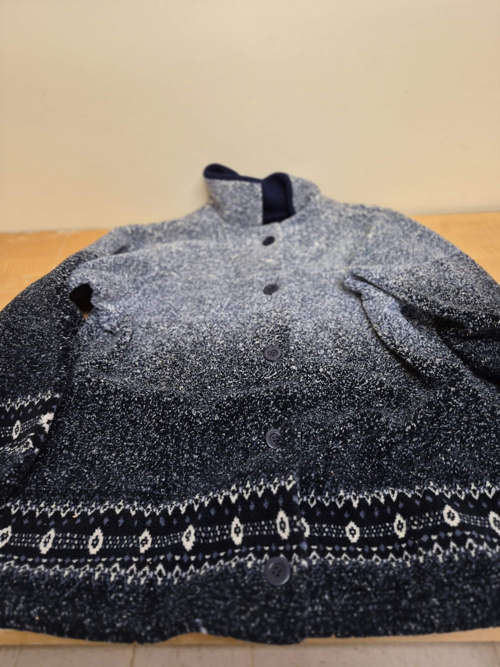 Navy and White Gradient Knit Cardigan
